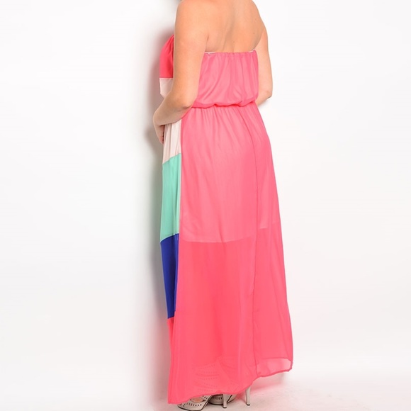chevron maxi dress strapless - Picture 2 of 4